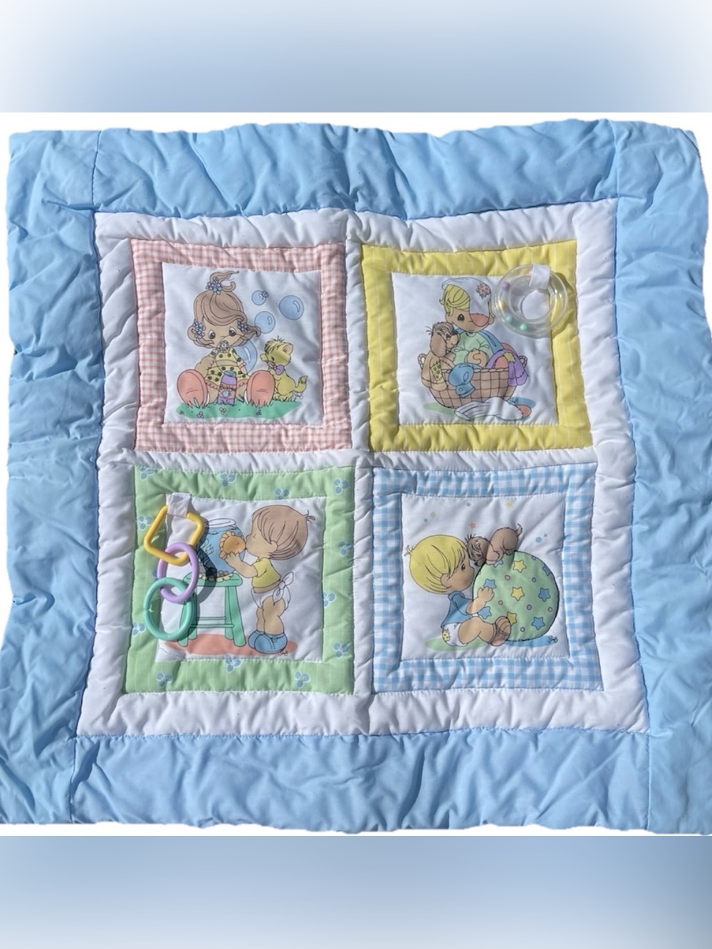 Vintage 1999 Precious Moments Playtime Mat Blanket w/Toys activity quilt